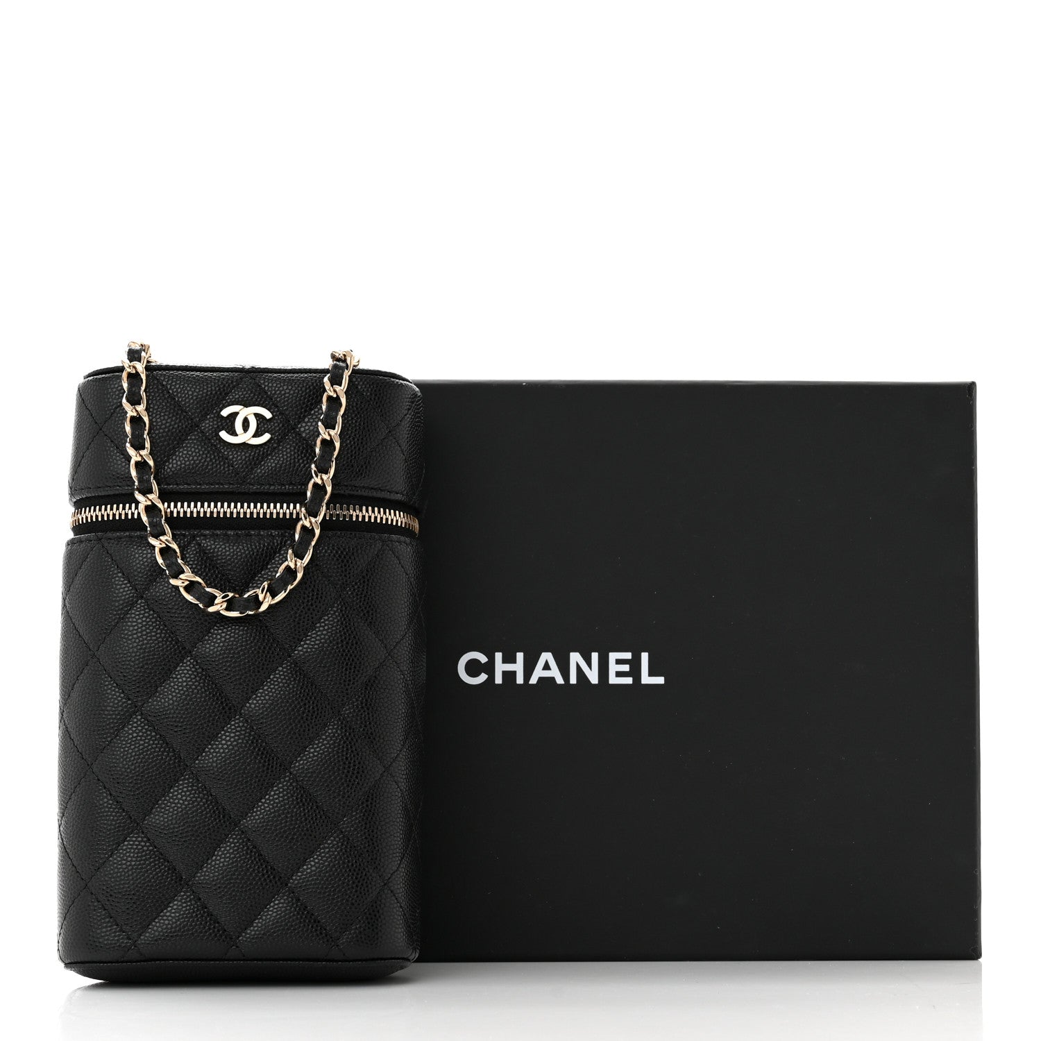 Chanel Caviar Quilted Phone Holder With Chain Black 11 of 11