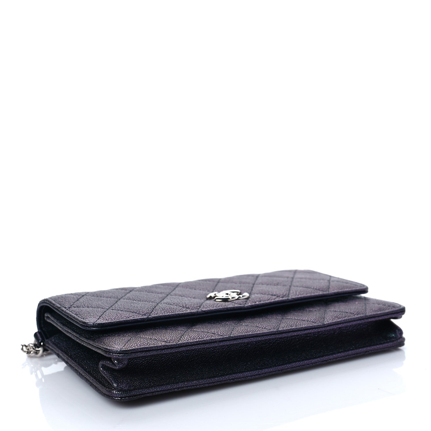 Chanel Iridescent Caviar Quilted Classic Pouch Clutch Black 4 of 10