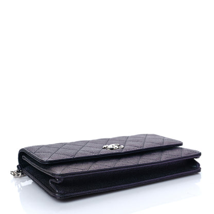 Chanel Iridescent Caviar Quilted Classic Pouch Clutch Black 4 of 10