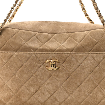 Chanel Suede Calfskin Maxi Camera Case Dark Beige 8 of 11