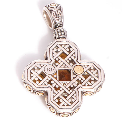 John Hardy Sterling Silver 18K Gold Citrine Diamond Batu Sari Cross Pendant 3 of 4