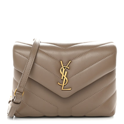 Saint Laurent Calfskin Y Quilted Monogram Toy Loulou Crossbody Bag Dark Beige 1 of 10