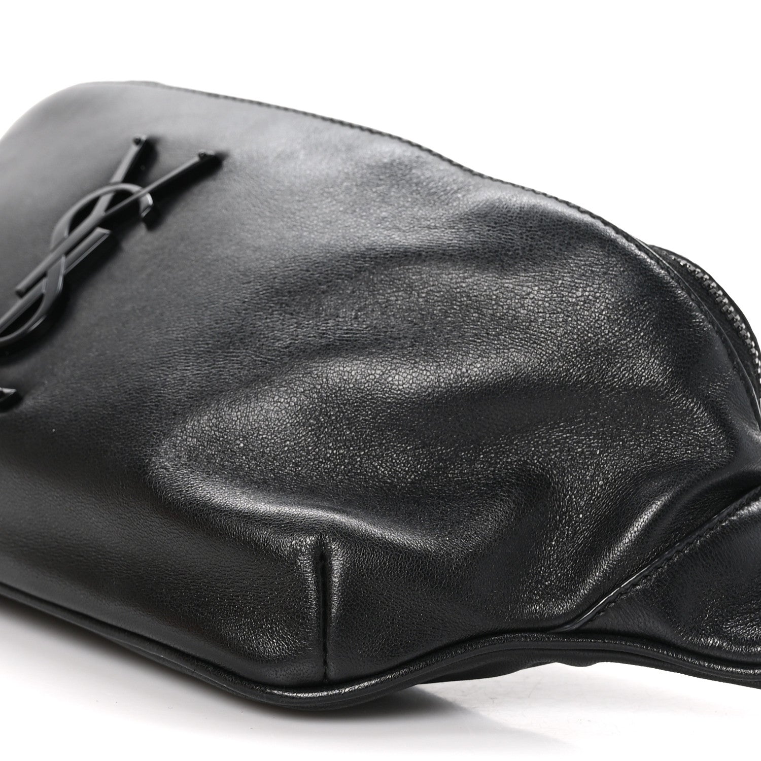 Saint Laurent Calfskin Crocodile Embossed Monogram Belt Bag Black 10 of 11