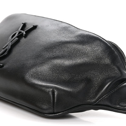 Saint Laurent Calfskin Crocodile Embossed Monogram Belt Bag Black 10 of 11