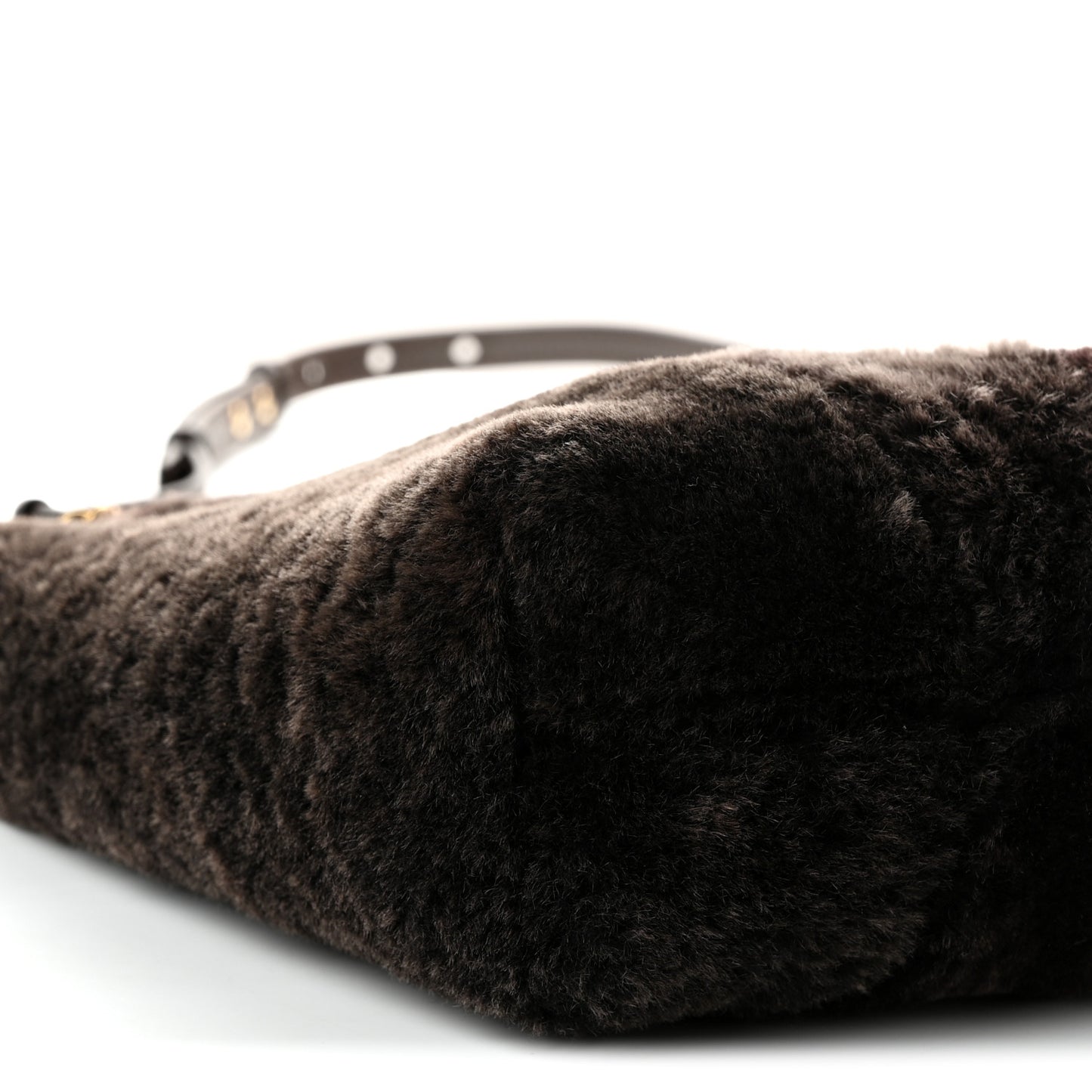 Shearling Small Spin Tote Dark Brown