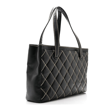 Chanel Calfskin Wild Stitch Medium Tote Black 3 of 10