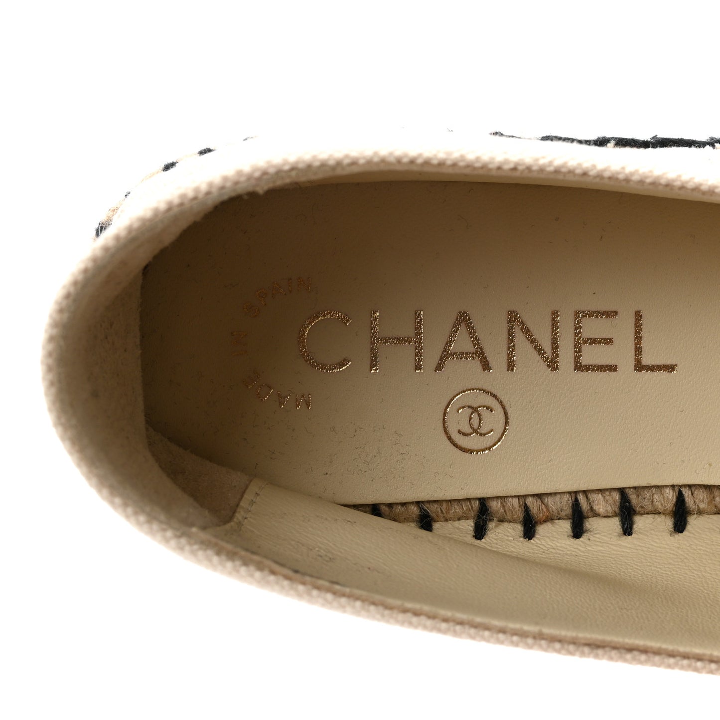 Fabric Biarritz CC Espadrilles 36 Beige Black