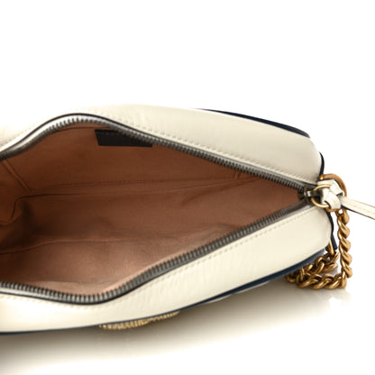 Gucci Vintage Effect Calfskin Matelasse Diagonal Small Torchon GG Marmont Chain Shoulder Bag Mystic White Blue Agata 5 of 13