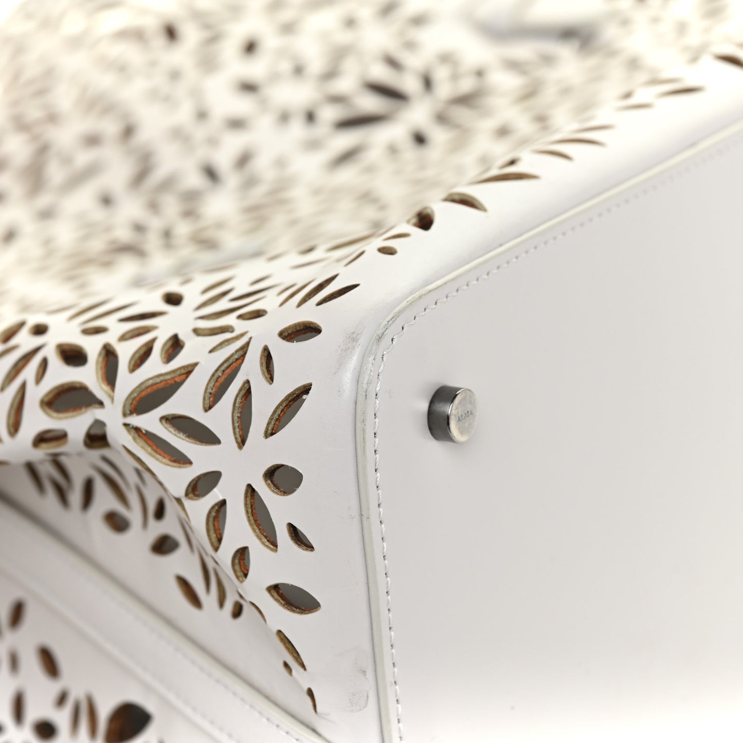 Calfskin Laser Cut Mina 32 Bag White