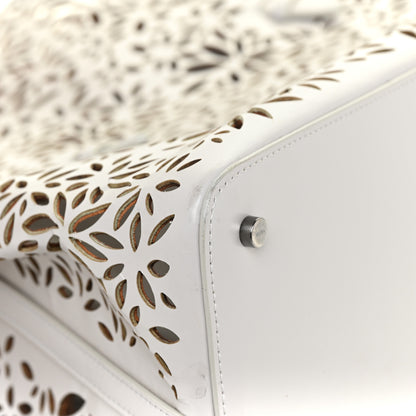 Alaia Calfskin Laser Cut Mina 32 Bag White 12 of 17