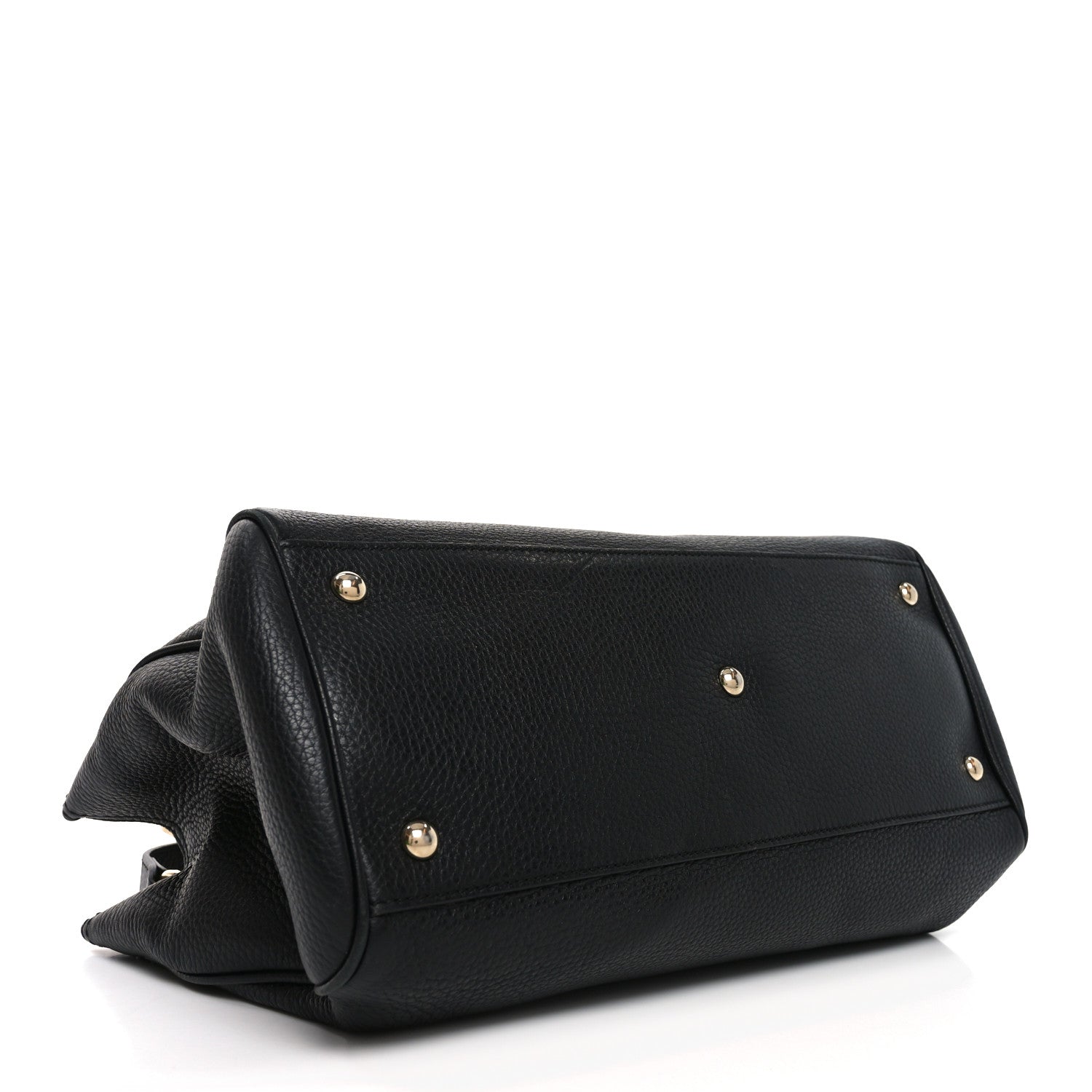Gucci Pebbled Calfskin Medium Bamboo Shopper Tote Black 4 of 11