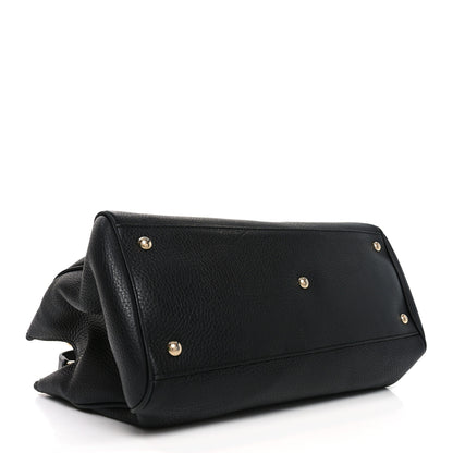 Gucci Pebbled Calfskin Medium Bamboo Shopper Tote Black 4 of 11