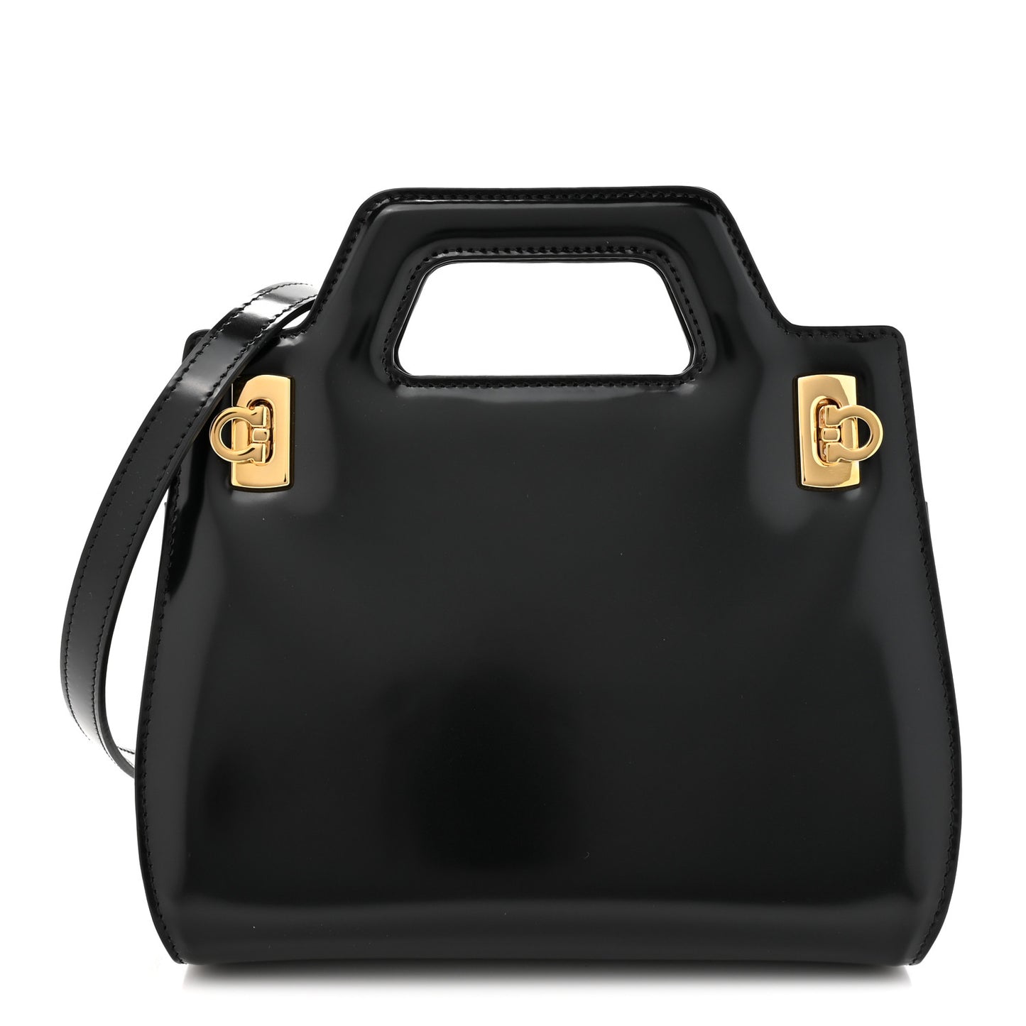 Brushed Calfskin Mini Wanda Top Handle Bag Black