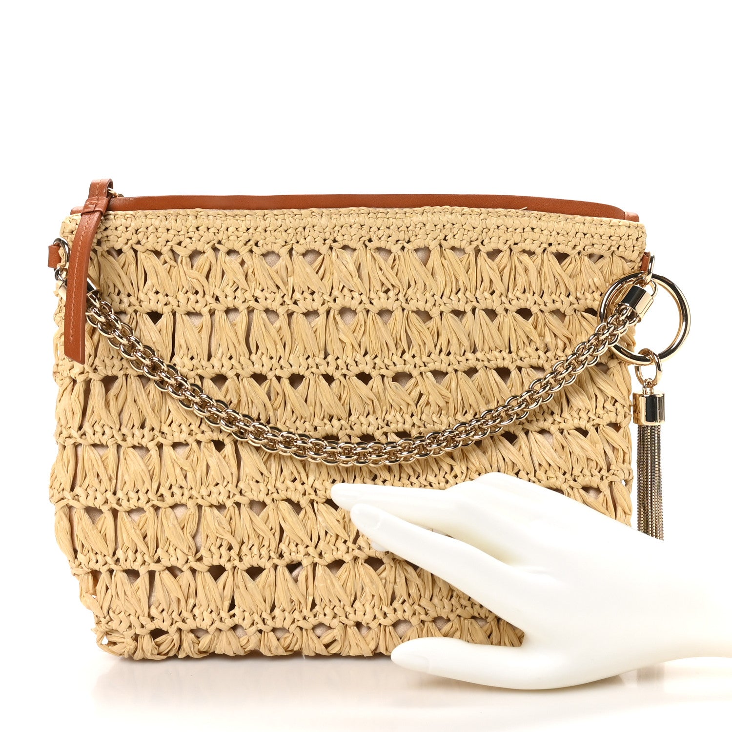 Jimmy Choo Raffia Callie Tassel Shoulder Bag Natural 2 of 8