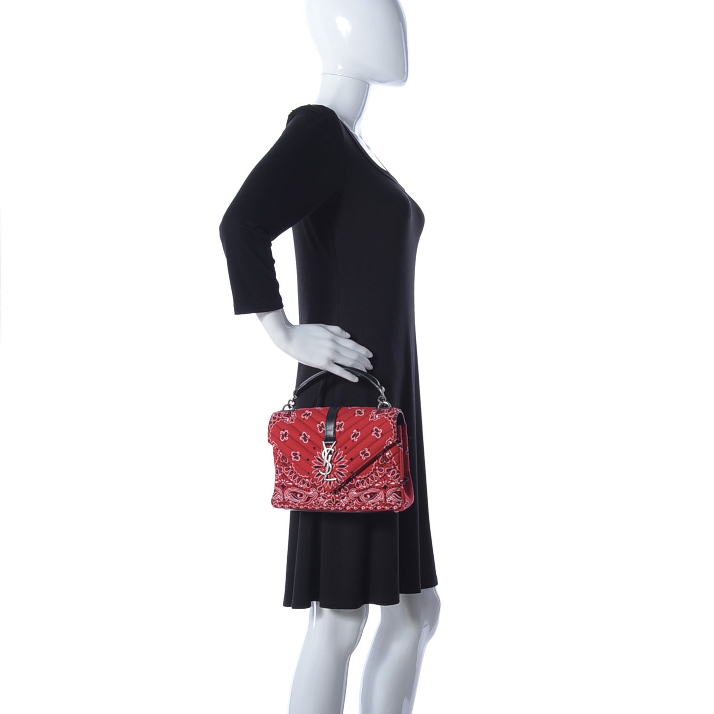 Canvas Bandana Matelasse Chevron Medium College Bag Red