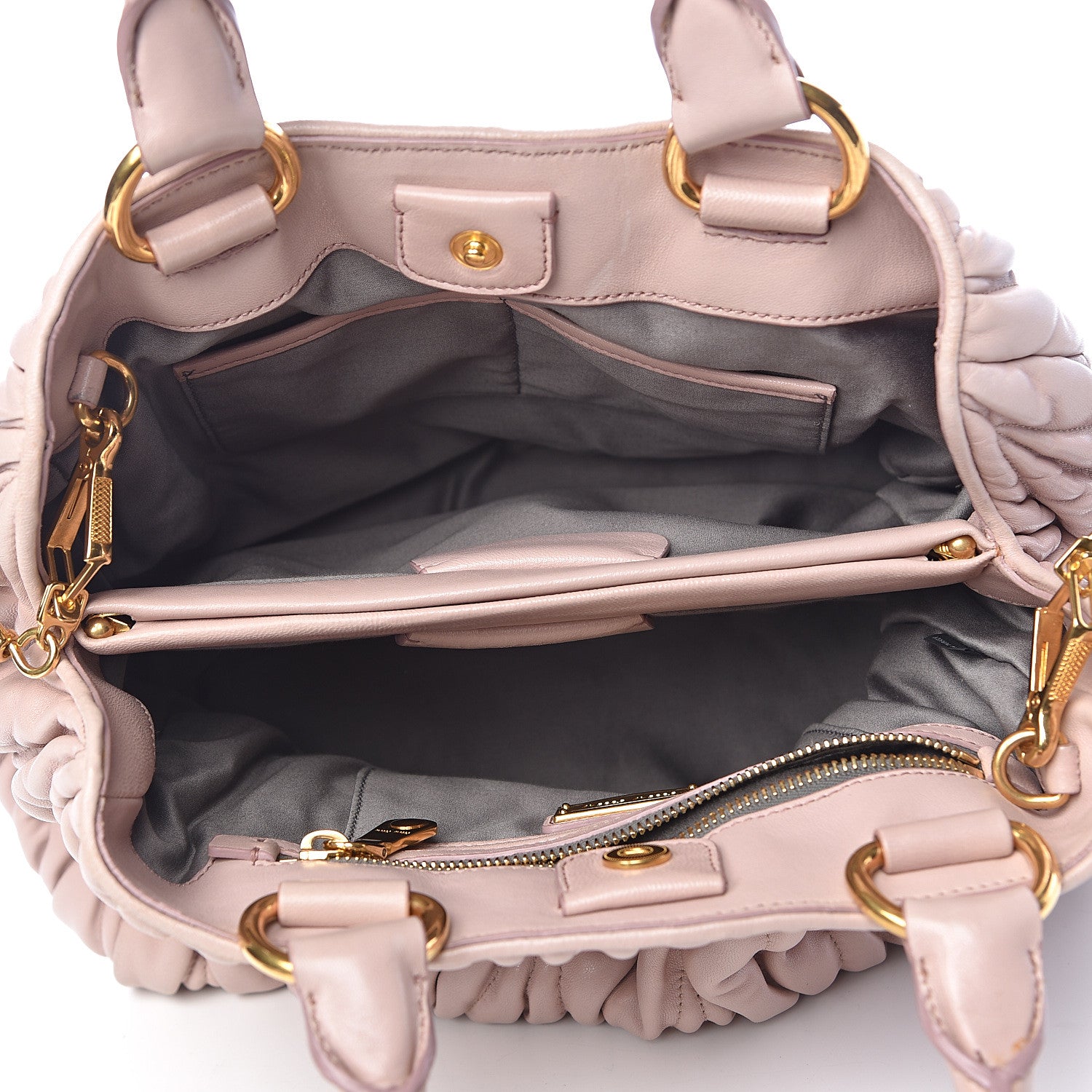 Miu Miu Nappa Matelasse Bauletto Top Handle Bowler Pink 5 of 13