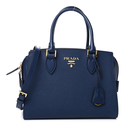 Prada Saffiano Soft Calfskin Double Handle Satchel Bluette 1 of 4