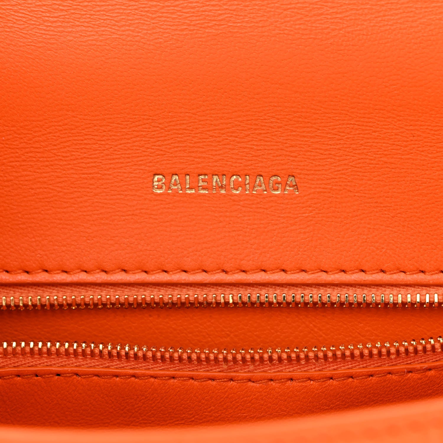 Balenciaga Shiny Calfskin Crocodile Embossed Small Hourglass Top Handle Bag Orange 6 of 10