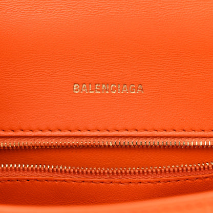 Balenciaga Shiny Calfskin Crocodile Embossed Small Hourglass Top Handle Bag Orange 6 of 10