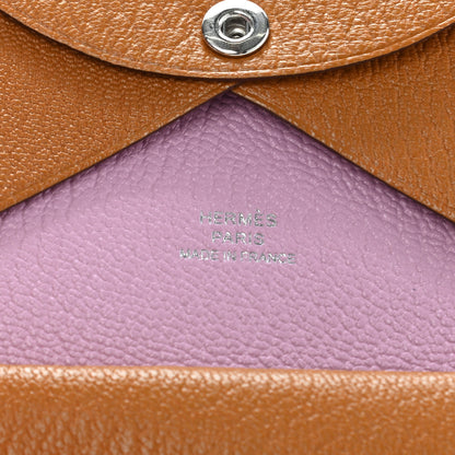Hermes Chevre Mysore Verso Calvi Duo Card Case Caramel Rose Sakura 6 of 6