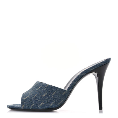 Saint Laurent Denim Monogram La 16 Mule Sandals 39 Blue Jeans 1 of 10