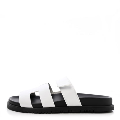 Hermes Calfskin Womens Chypre Sandals 39 White 1 of 10