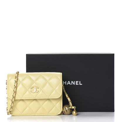 Chanel Lambskin Quilted Pearl Crush Clutch With Chain Yellow 11 of 11