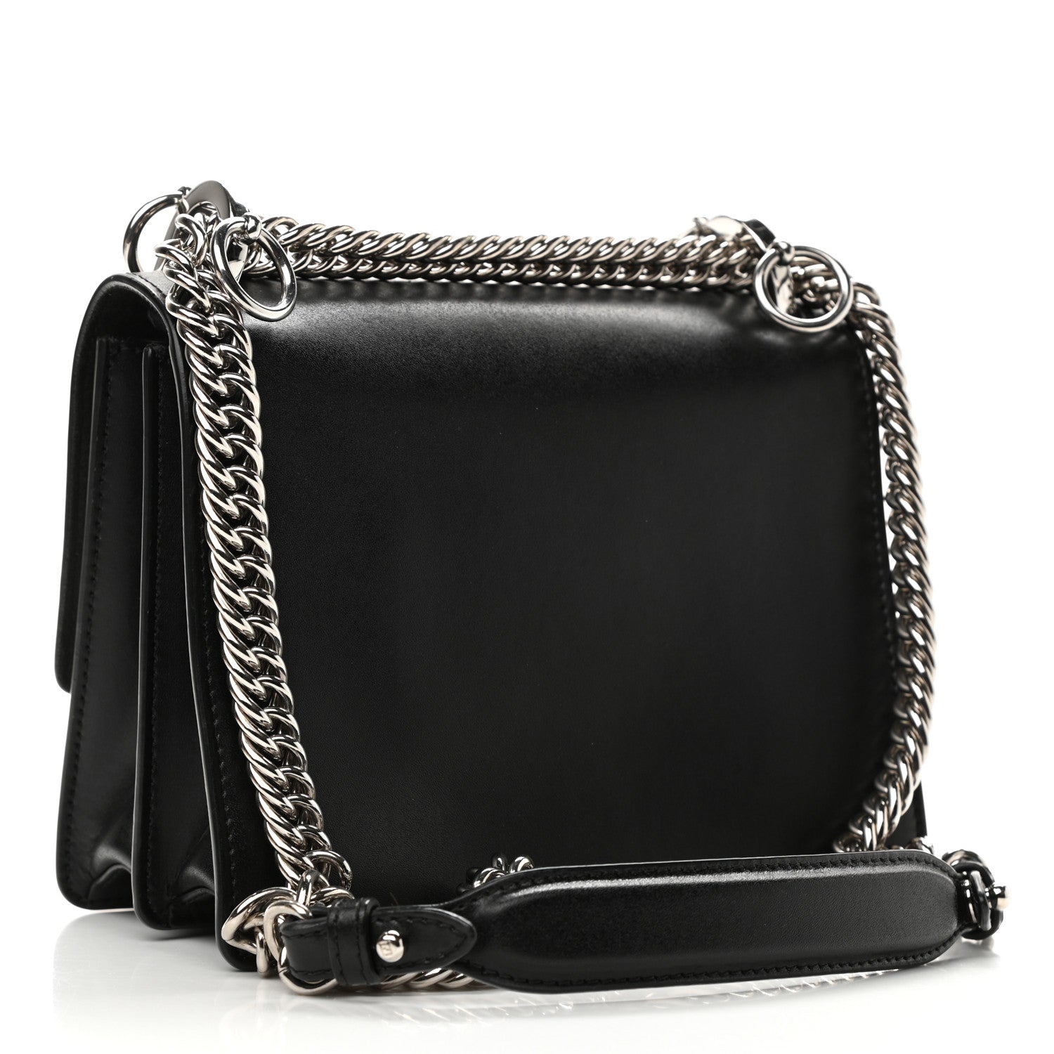 Fendi Vitello Liberty Fun Fair Metal Studded Small Kan I Shoulder Bag Black Multicolor 3 of 11