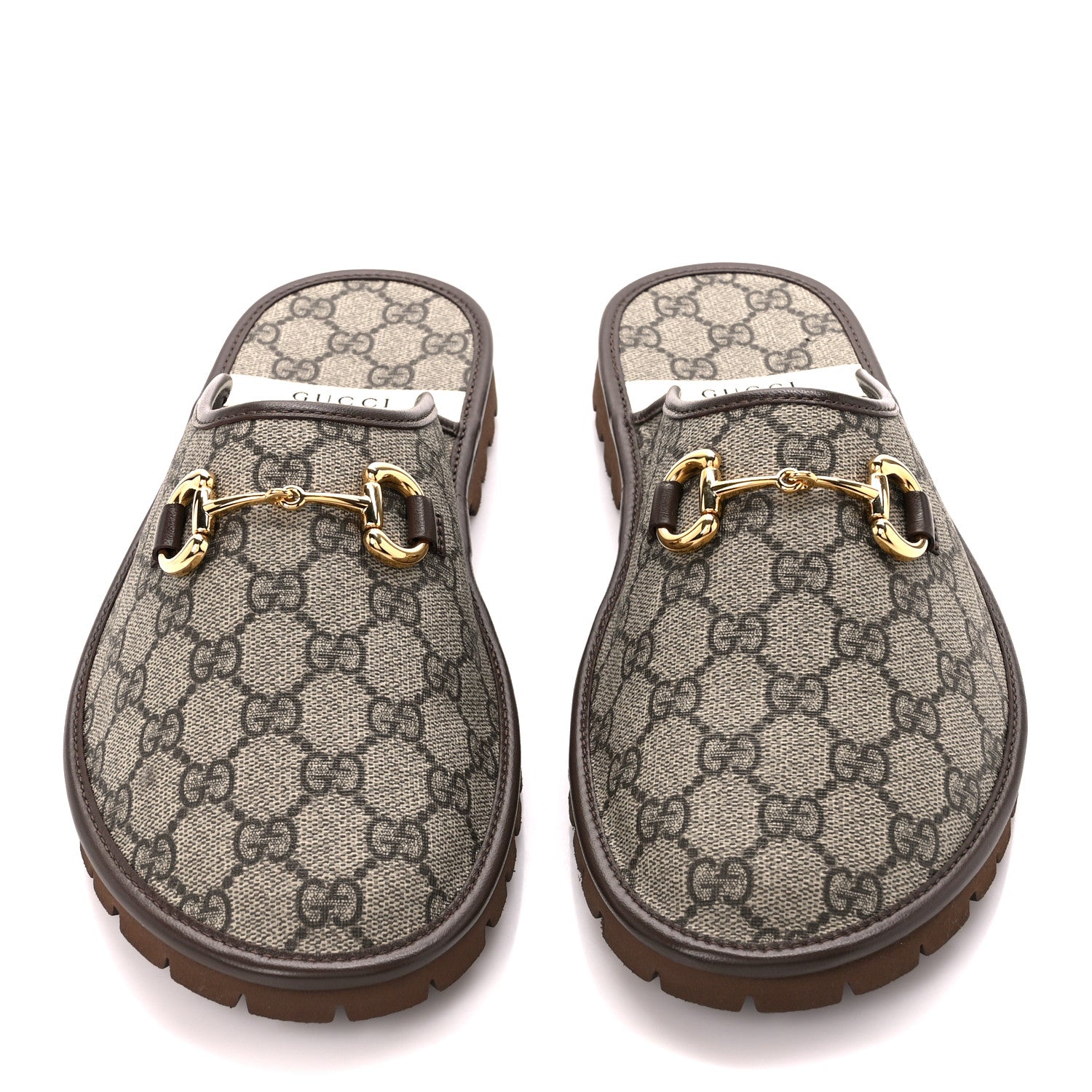 Gucci GG Supreme Monogram Miro Soft Calfskin Men's Horsebit Slippers 10 Beige Ebony New Acero 3 of 9