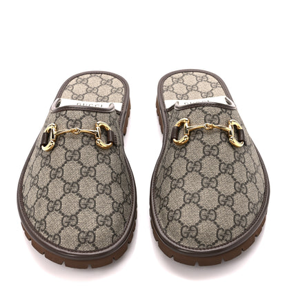 Gucci GG Supreme Monogram Miro Soft Calfskin Men's Horsebit Slippers 10 Beige Ebony New Acero 3 of 9