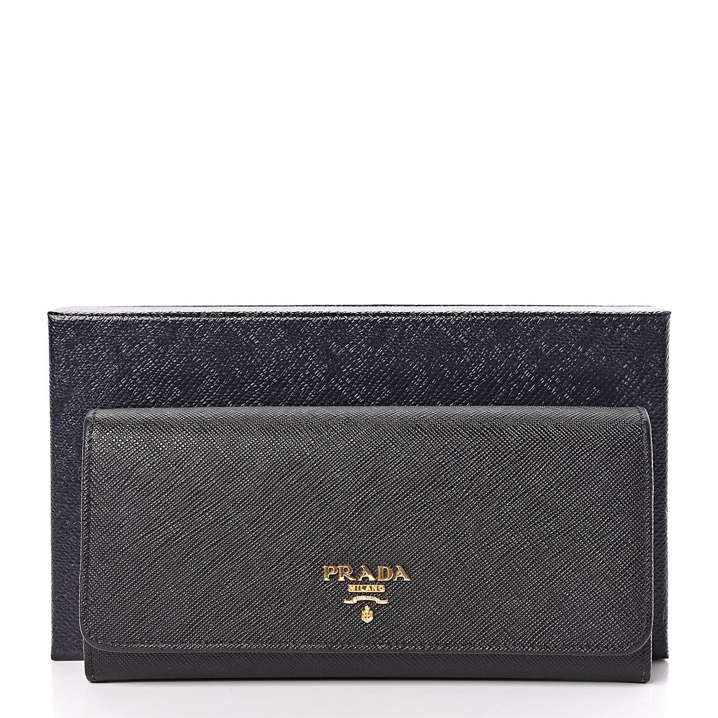 Saffiano Continental Flap Wallet Black