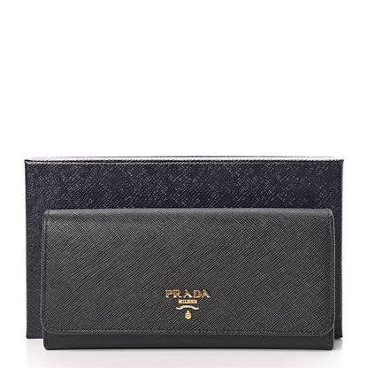 Prada Saffiano Continental Flap Wallet Black 9 of 9