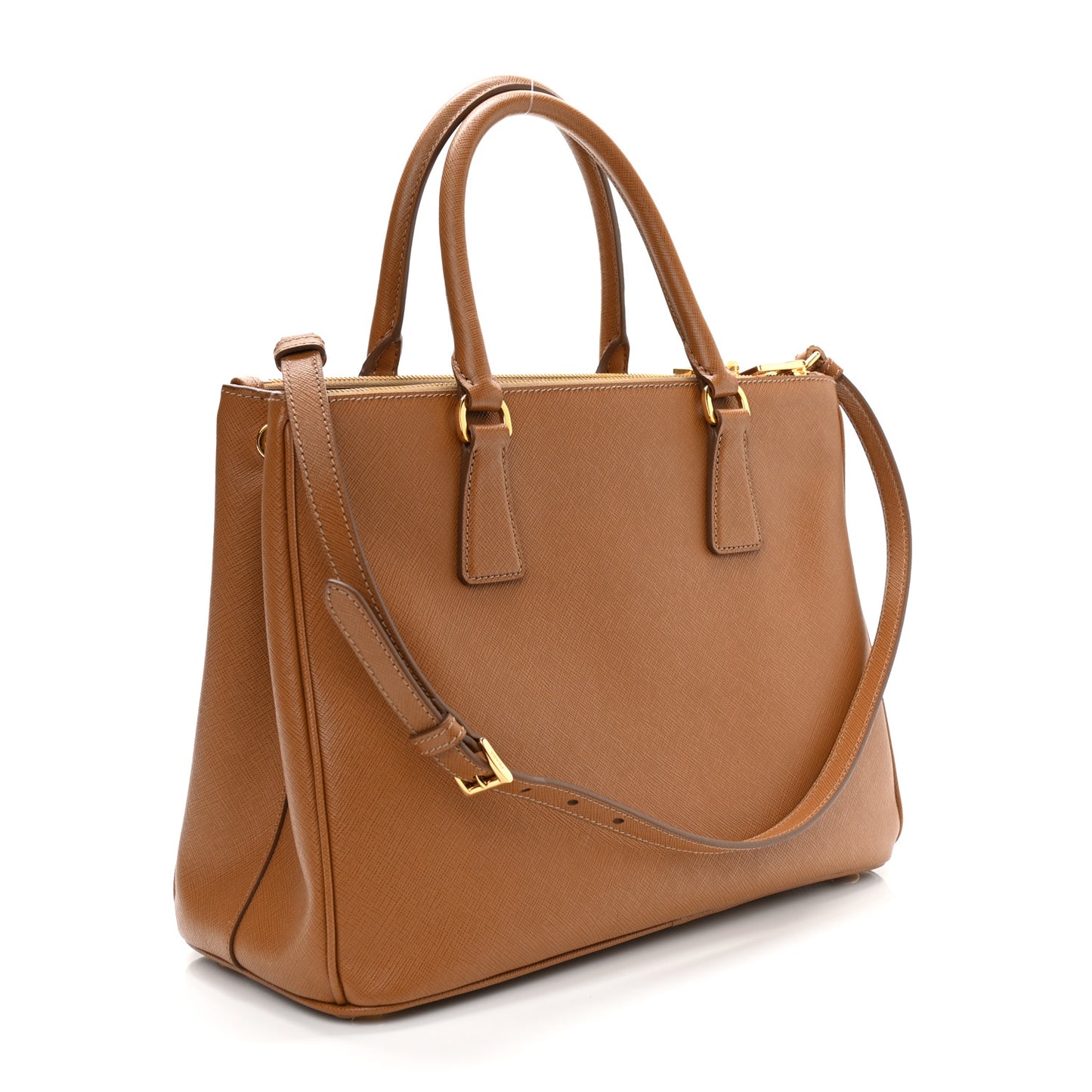 Saffiano Lux Large Galleria Double Zip Tote Caramel