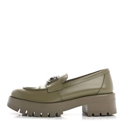 Chanel Calfskin Metal CC Loafers 38.5 Khaki 1 of 10