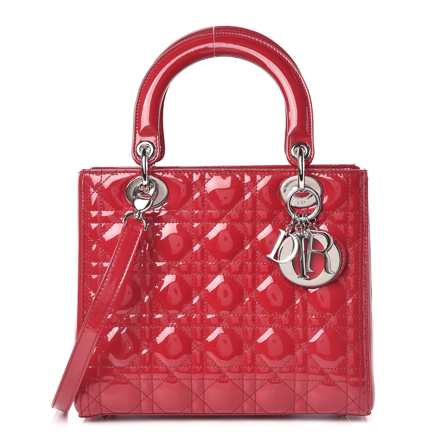 Patent Cannage Medium Lady Dior Red