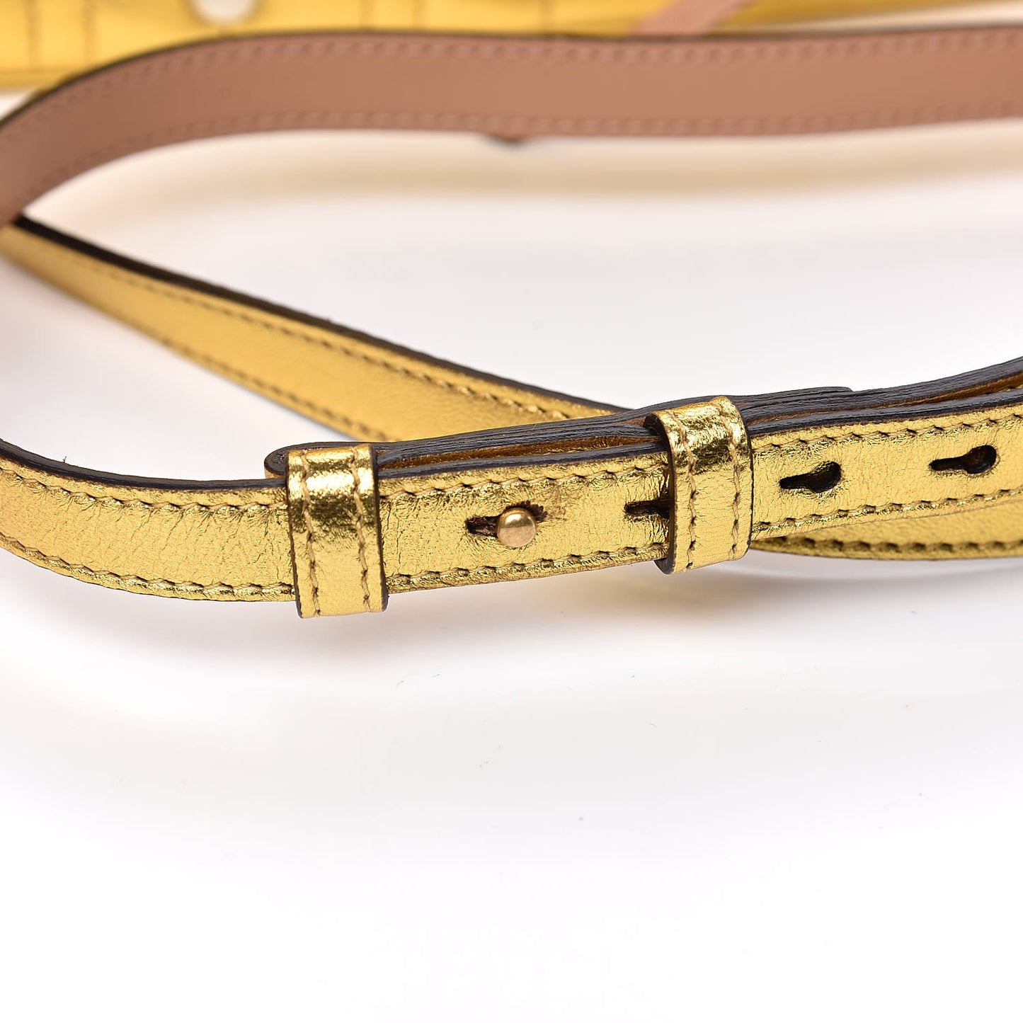 Metallic Calfskin Matelasse Studded Small Pearly GG Marmont Chain Shoulder Bag Gold