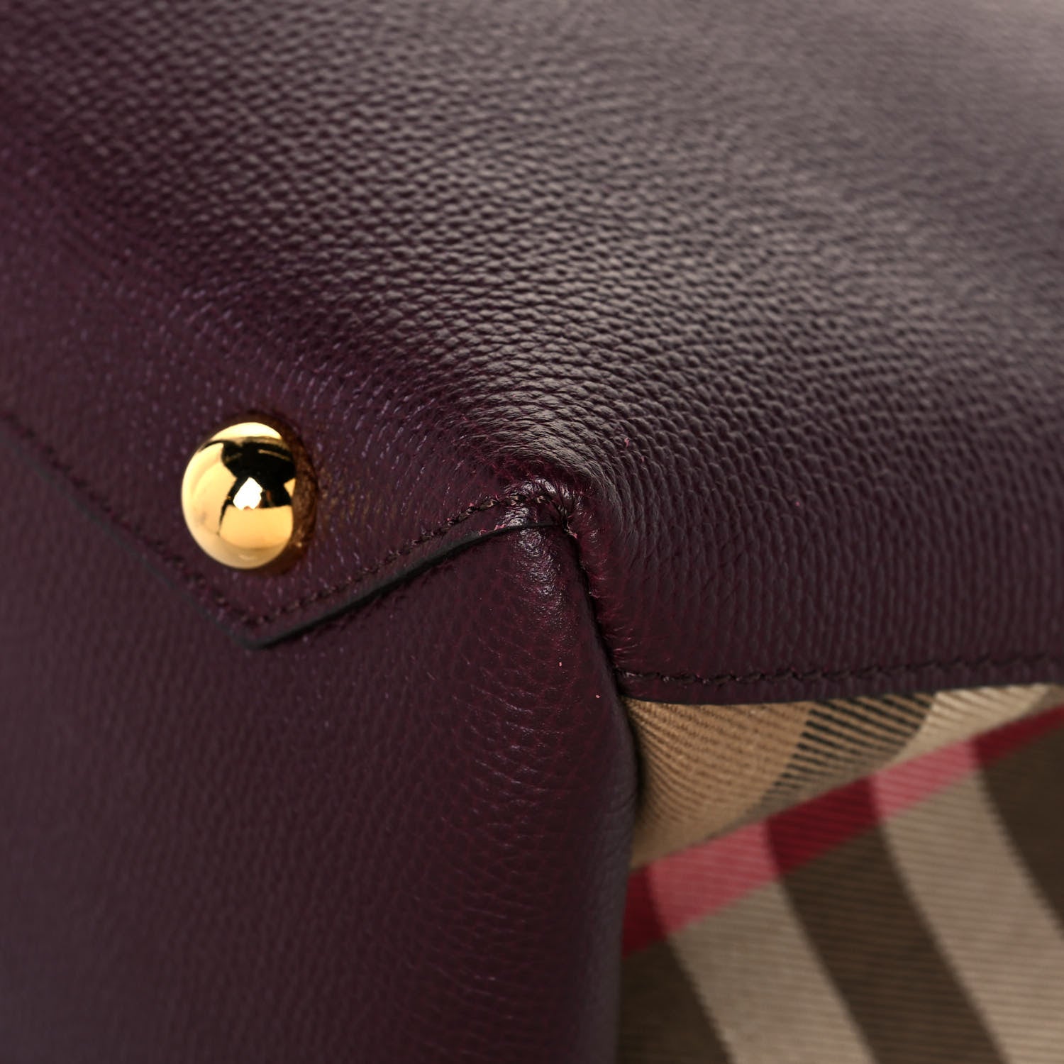 Burberry Grainy Calfskin House Check Medium Banner Tote Mahogany Red 12 of 12