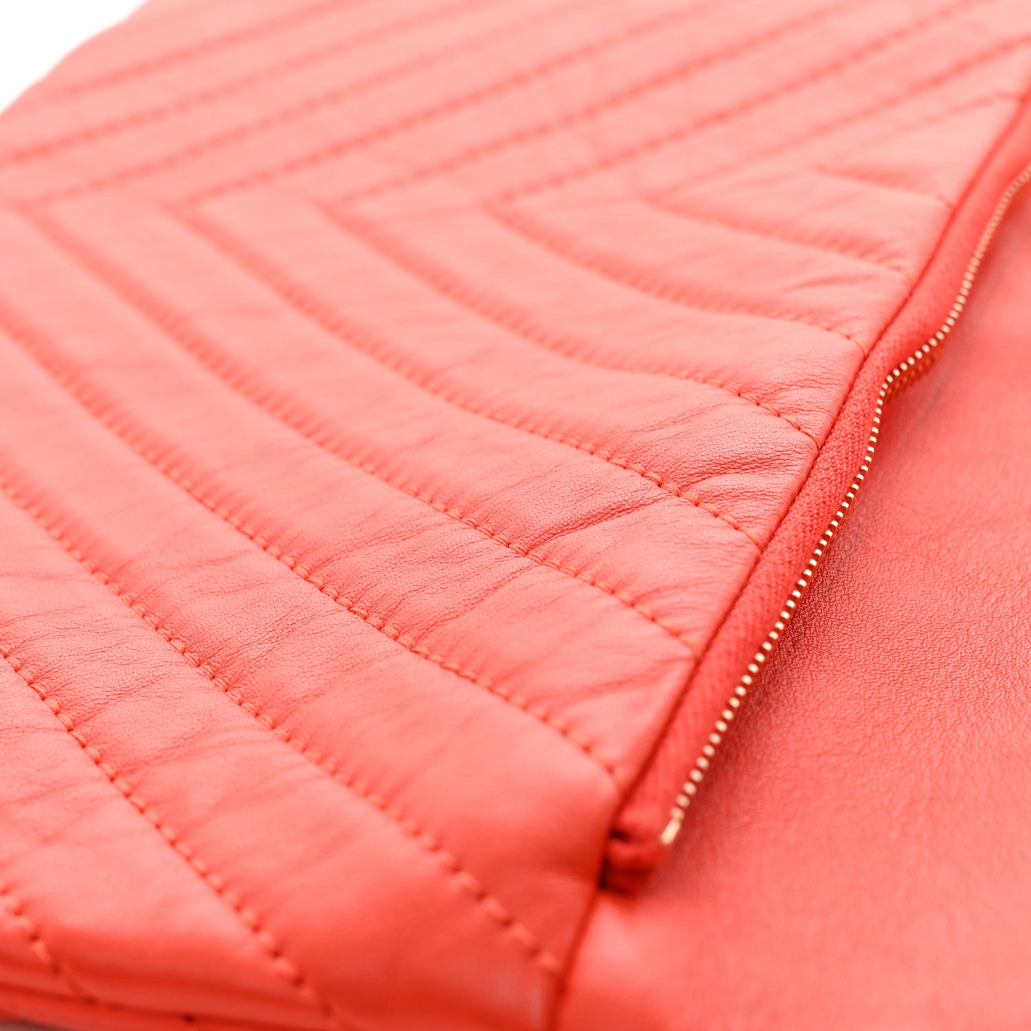 Chanel Lambskin Chevron CC Clutch Orange 9 of 12