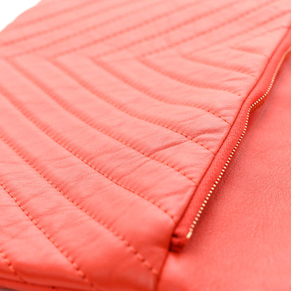 Chanel Lambskin Chevron CC Clutch Orange 9 of 12