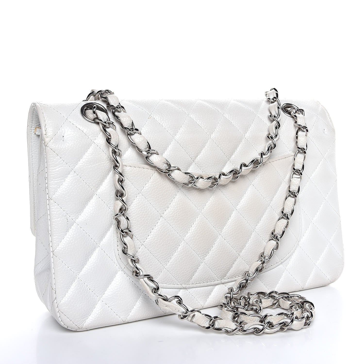 Chanel Caviar Quilted Medium Double Flap White 4 of 24
