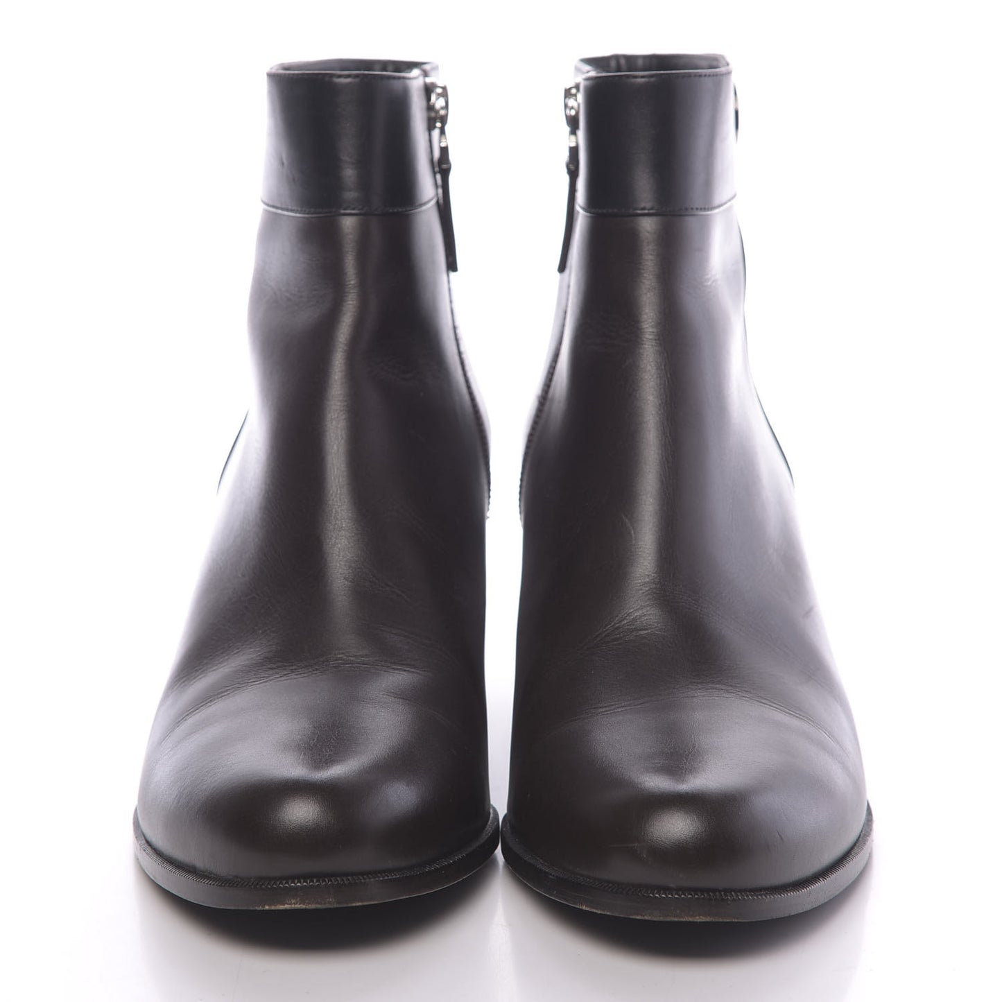 Calfskin Square Heel Short Booties 40.5 Black
