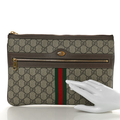 Gucci GG Supreme Monogram Large Ophidia Pouch Clutch Brown 2 of 8