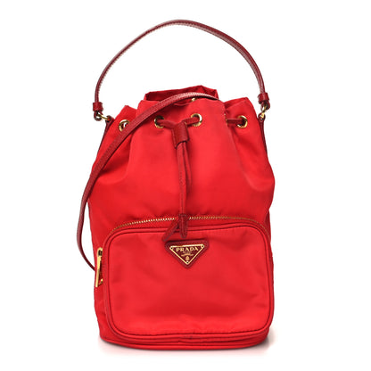 Prada Saffiano Tessuto Nylon Mini Bucket Crossbody Bag Rosso 1 of 11