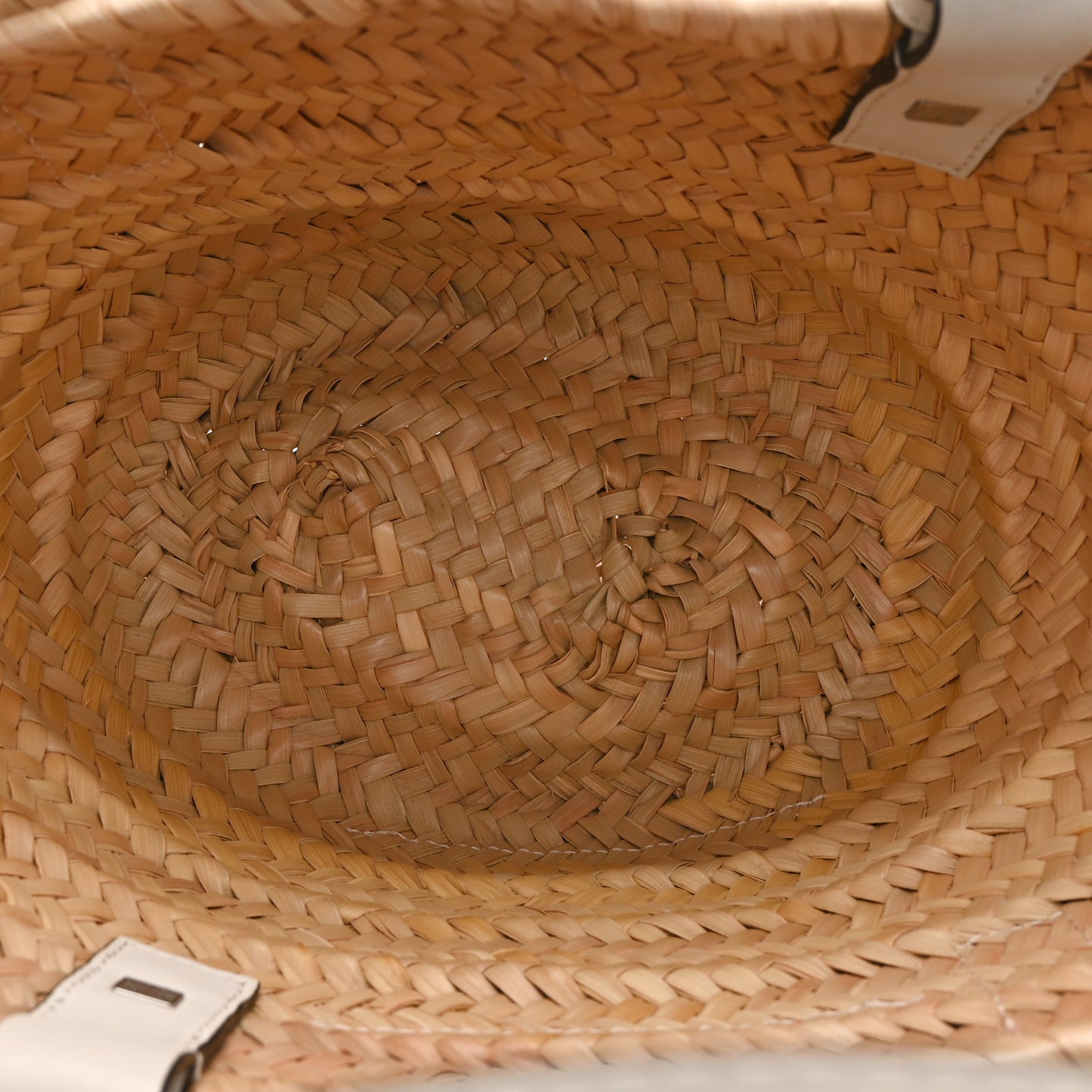 Raffia Small Basket Tote Bag Natural White