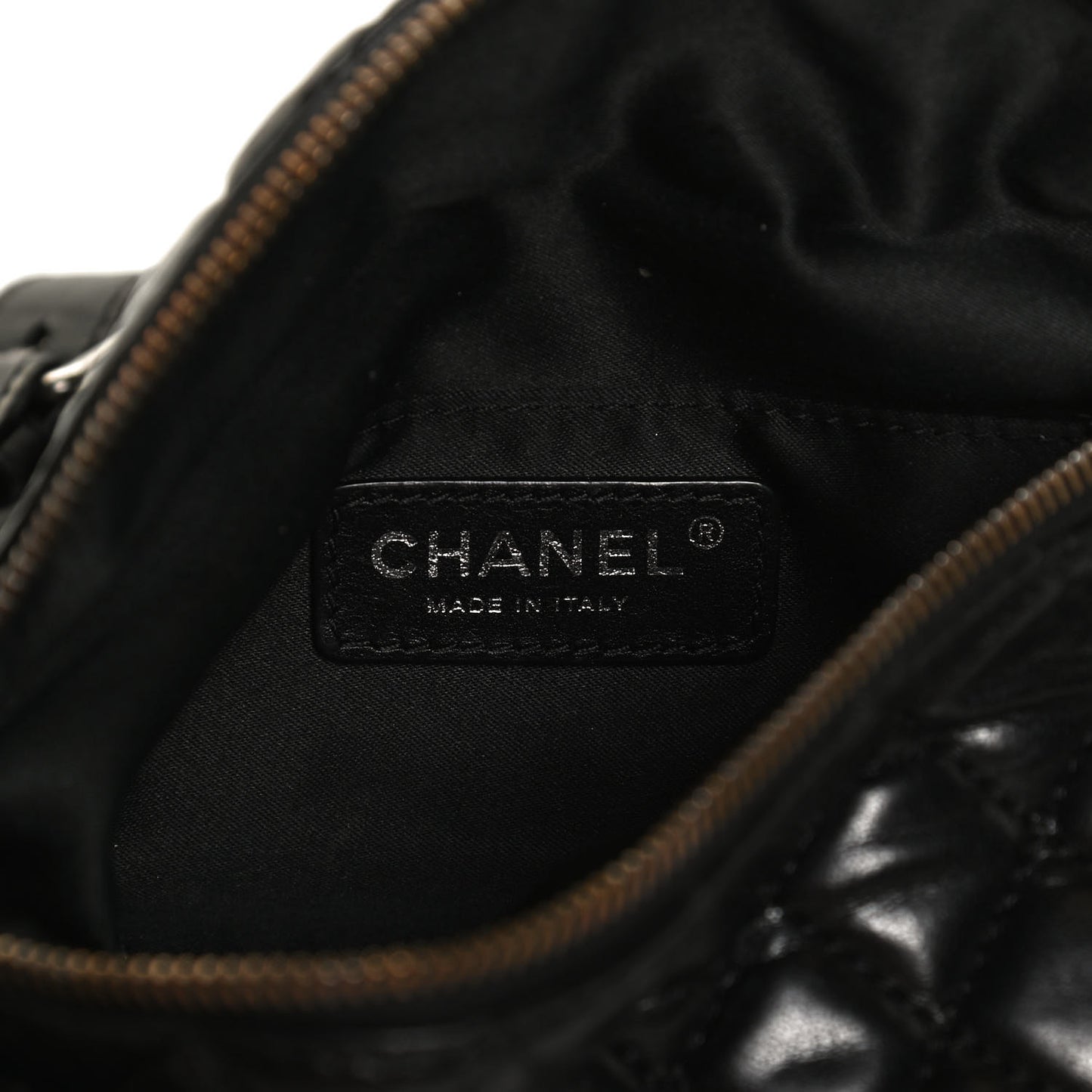 Lambskin Quilted Banane Waist Bag Fanny Pack Black