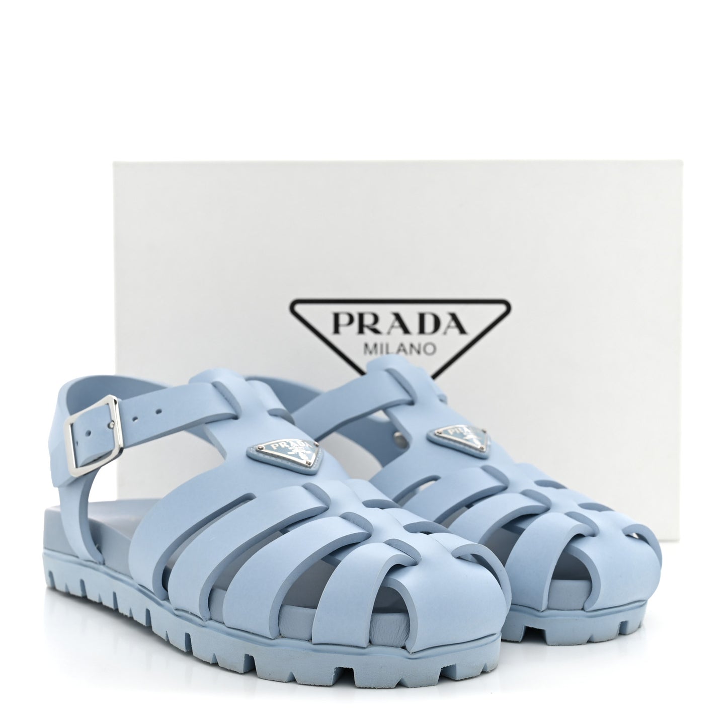 Foam Rubber Metal Triangle Logo Cage Sandals 40 Cielo