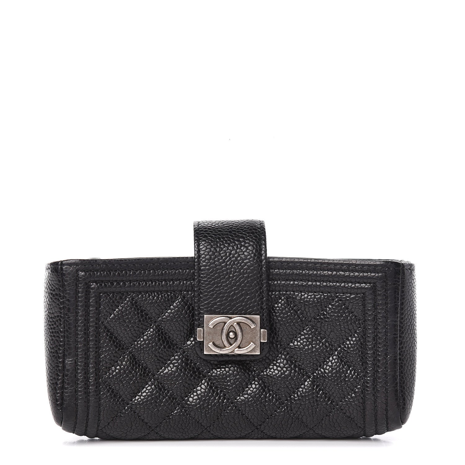 Chanel Caviar Quilted Mini Boy Phone Holder Clutch Black 1 of 9