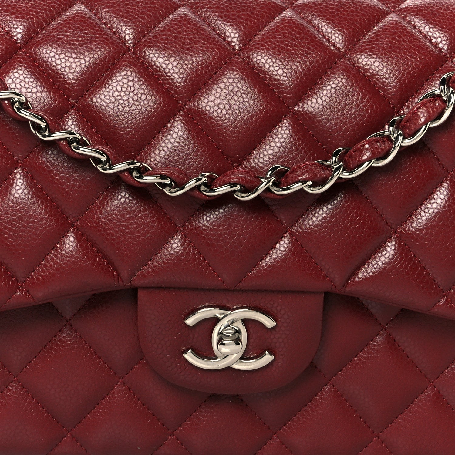 Chanel Caviar Quilted Jumbo Double Flap Dark Red 9 of 11