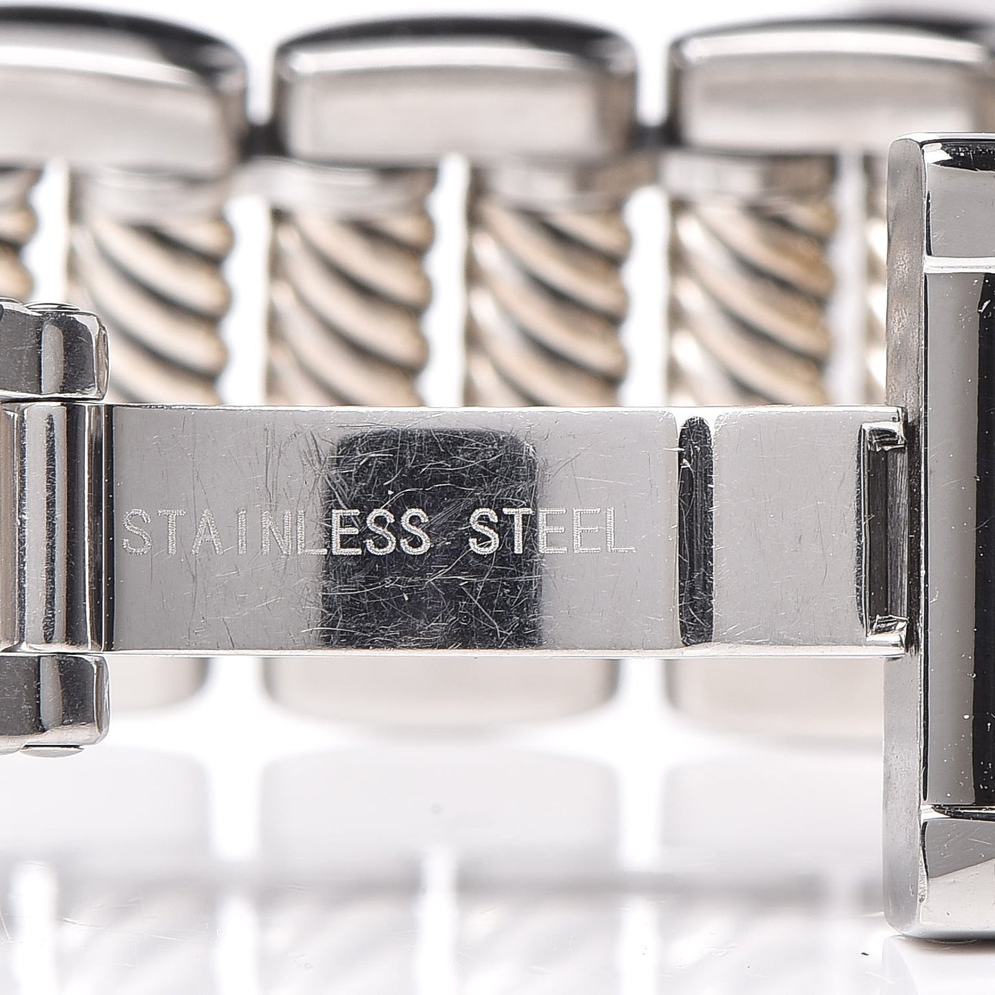 Stainless Steel Sterling Silver Diamond Mother of Pearl 25mm Thoroughbred Quartz Watch