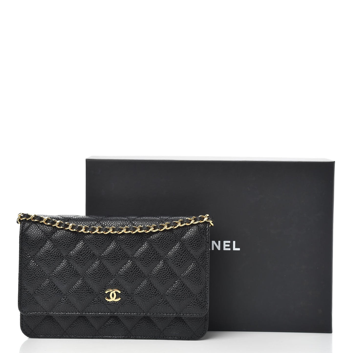 Caviar Quilted Wallet On Chain WOC Black